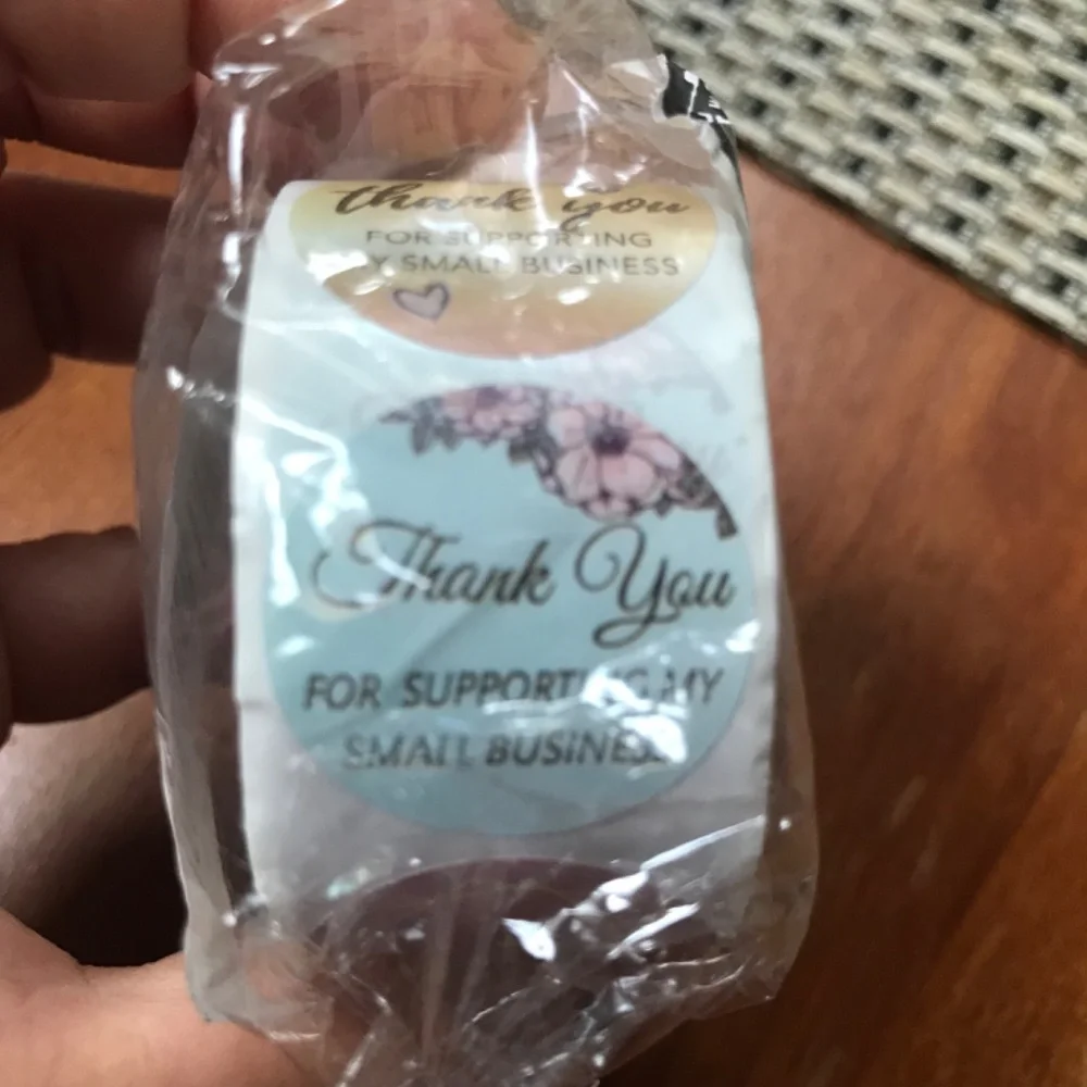 Thank You Stickers, 500 pieces, waterproof labels, 1” x 2.5 cm